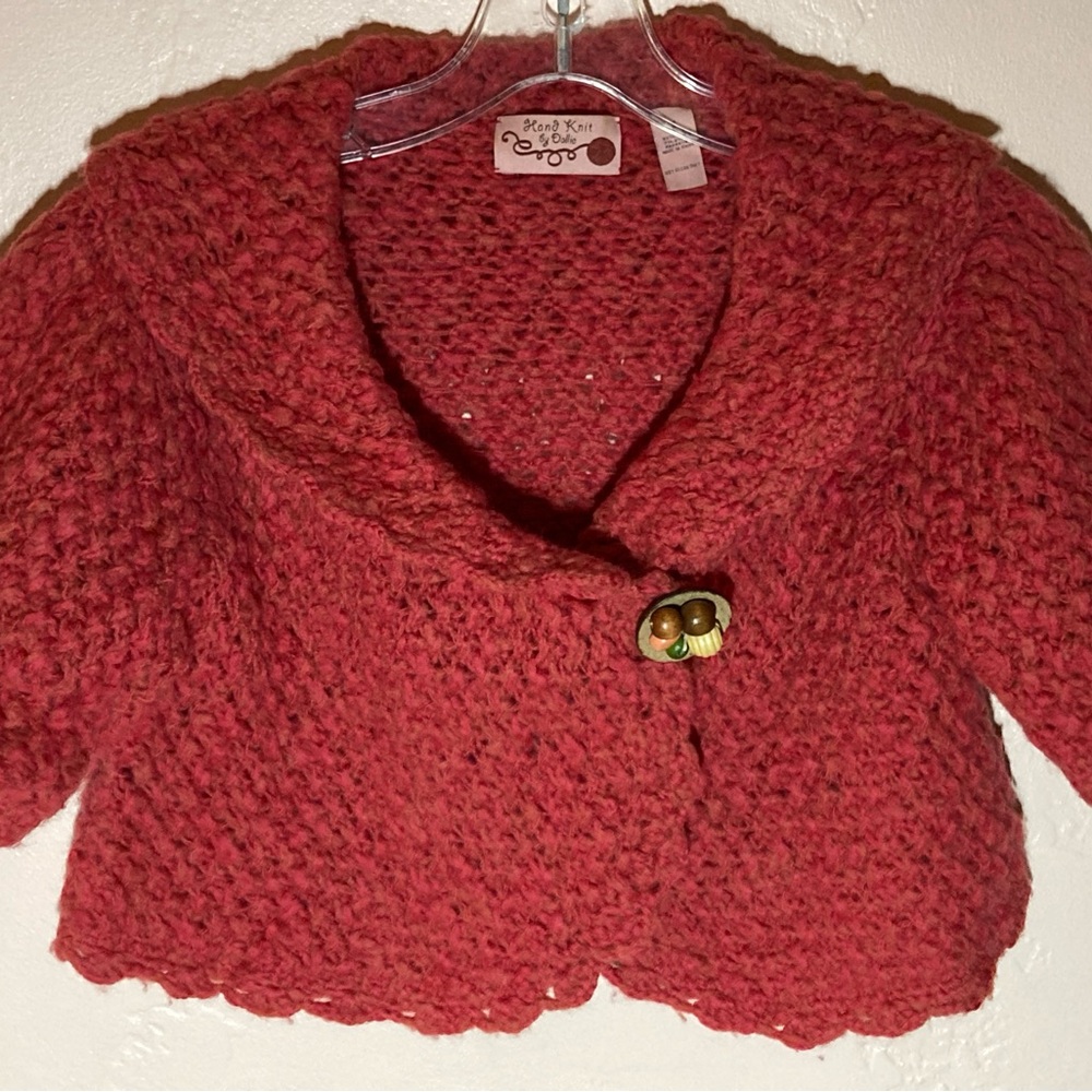 Anthropologie Pinkish Red Cropped Knit Sweater